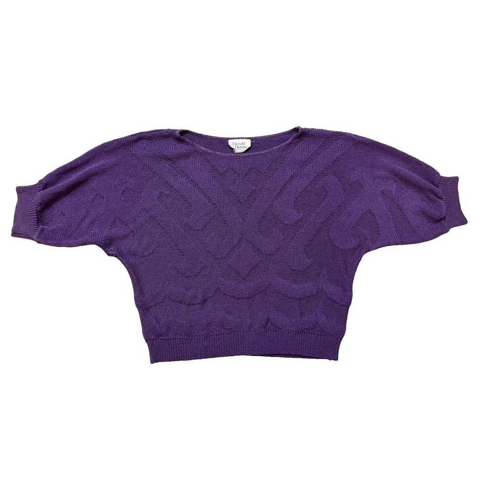 Vintage‎ Herald House Sweater Womens Med Purple Dolman Knit Made USA Batwing